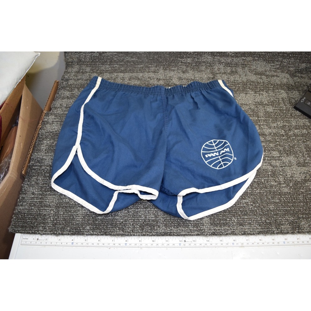 Vintage 1970s Pan Am Airlines Running Exercising Shorts Blue WOMENS L Stewardess
